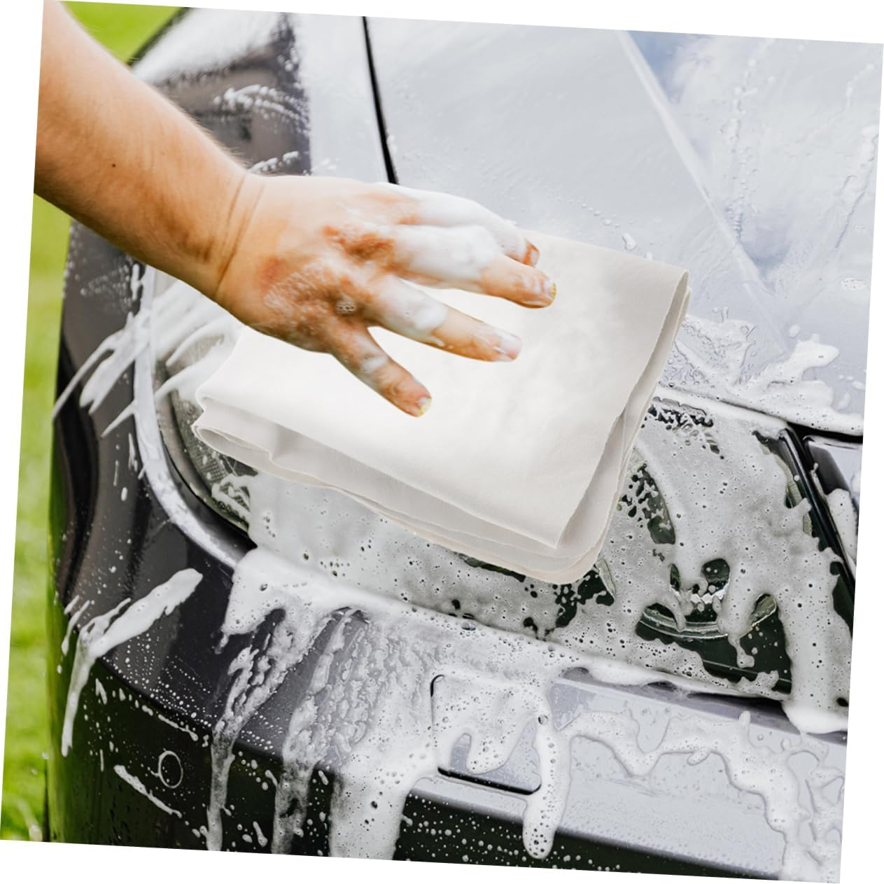 ASAKKURA Super Absorbent Chamois Cloth for Car Drying 30X55Cm Thick Natural Leather Car Wash Towel Fast Drying Detailing Cloth for Automotive Cleaning and Care