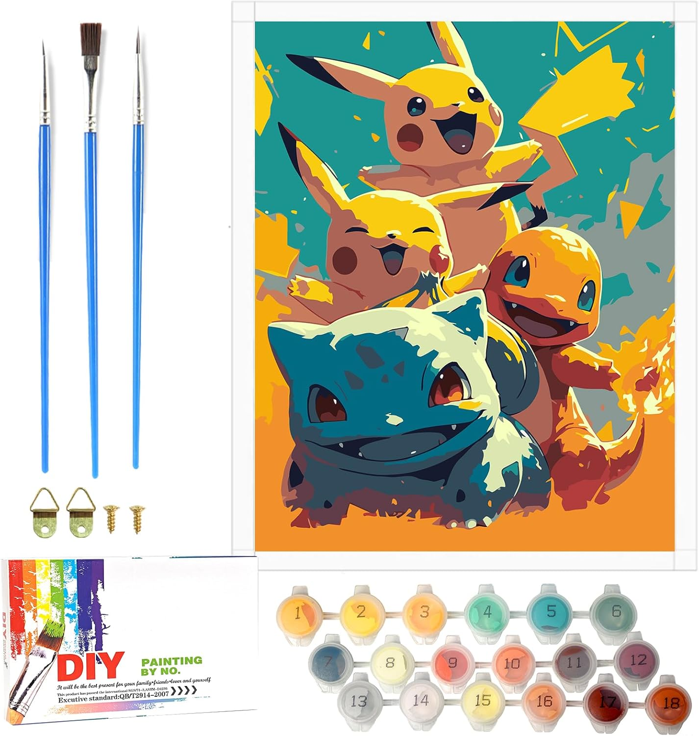 Lixkuokuo Painting by Numbers for Children from 6 Years, Junior and Adult Beginners, 40 X 50 Cm Large Cartoon Anime Painting Craft Set with Canvas Brushes Acrylic Paints, DIY Painting Kit for Boys