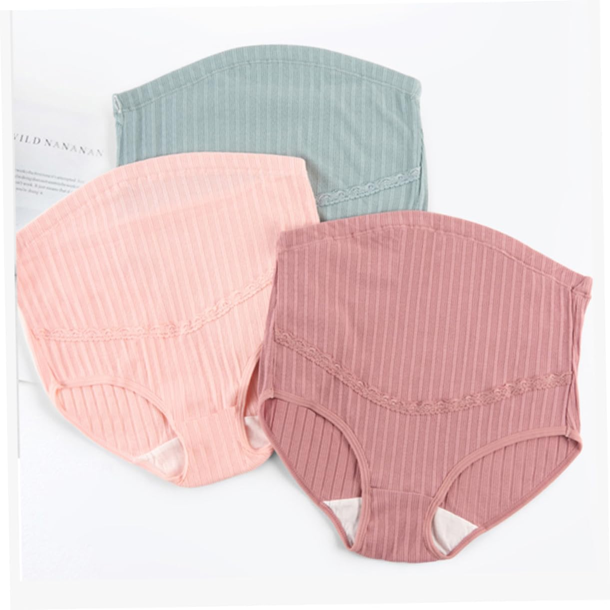3Pcs Cotton Maternity Underwear High Waist Adjustable Stomach Lift Panties Soft Breathable Splice Design Nursing Undies for Pregnant Women image number 5