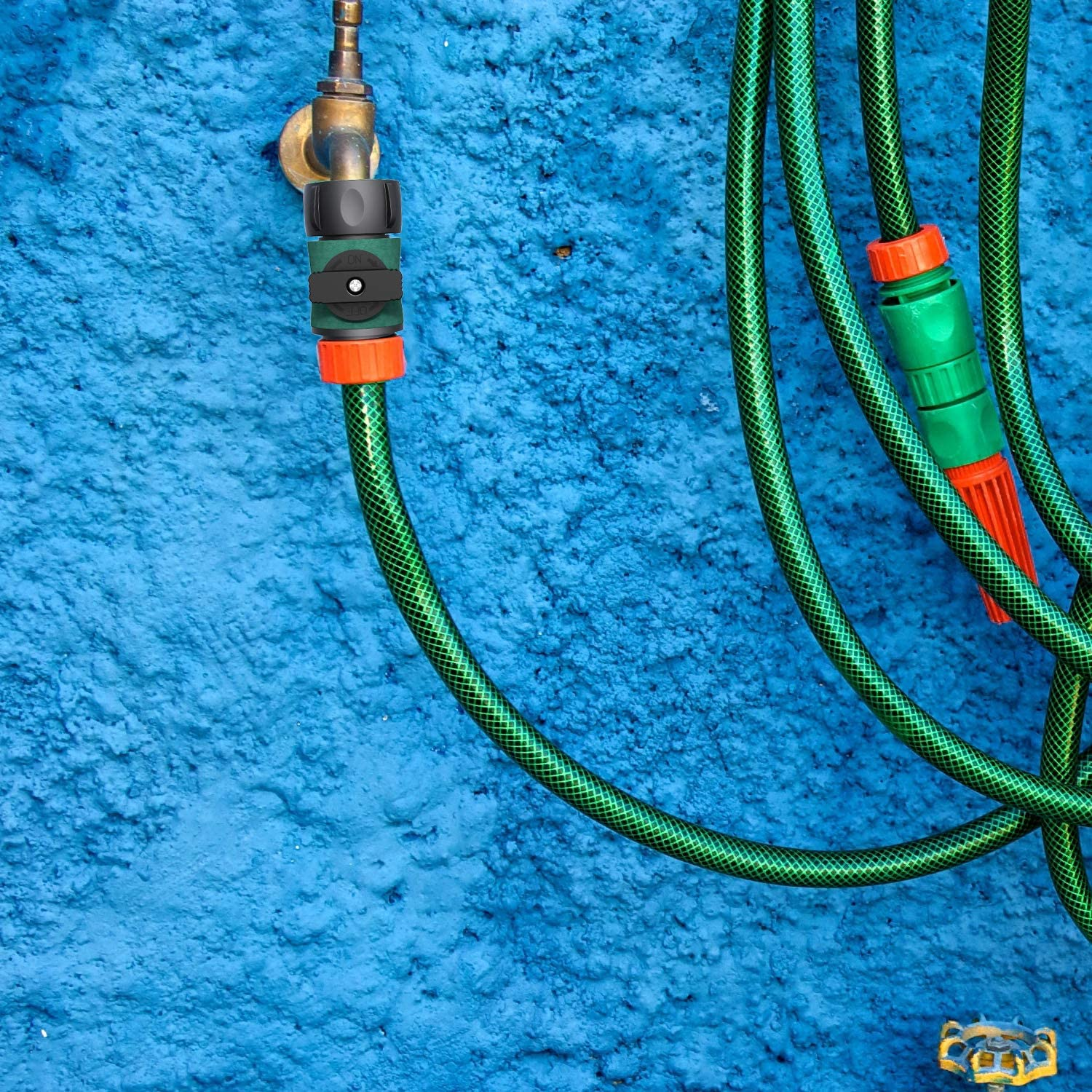 Garden Hose Shut off Valve, 3/4" US Garden Hose Thread, 4 Pack + 8 Rubber Washers, Black ABS Plastic Ball Valve image number 2