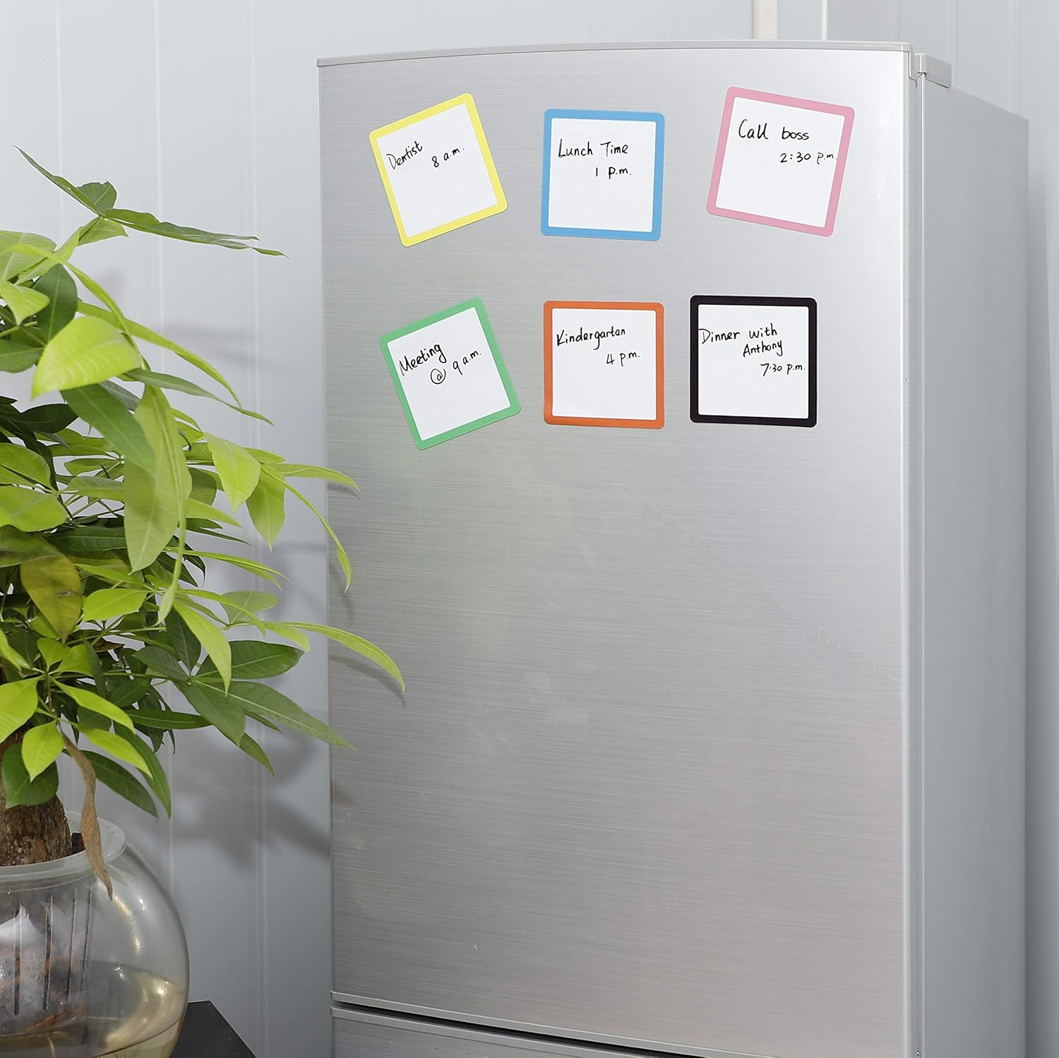 Dry Erase Magnets Set - 24 Pack - 4X4 Whiteboard Magnetic Planning Pads Labels - Small White Board Magnet Strips Name Tags for Home, Office and Classroom image number 1