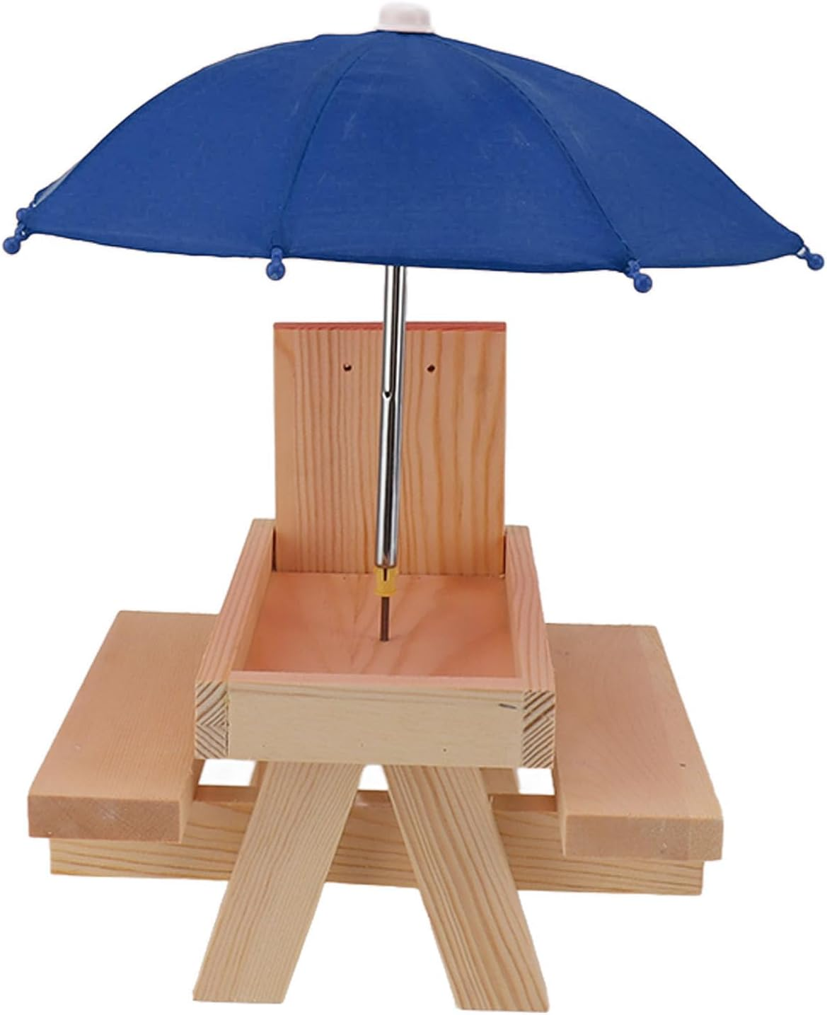 Wild Birdwildlife Accessories,Wooden Squirrel Feeder Solid Wood Pet Feeder Outdoor Garden Pendant Corn Nut Bird Feeder with Flag (Blue Umbrella) image number 3