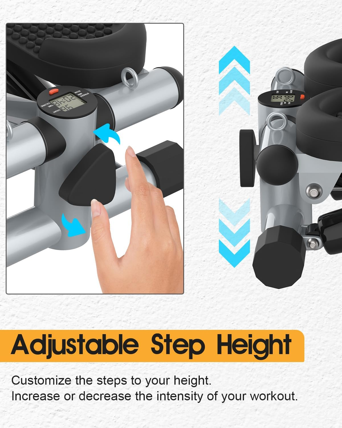 OUROAD Mini Stepper with Resistance Band, Portable Stair Stepper with Calories Count, Exercise Stepping Machine for Exercise Fitness Office Home Workout Equipment image number 5