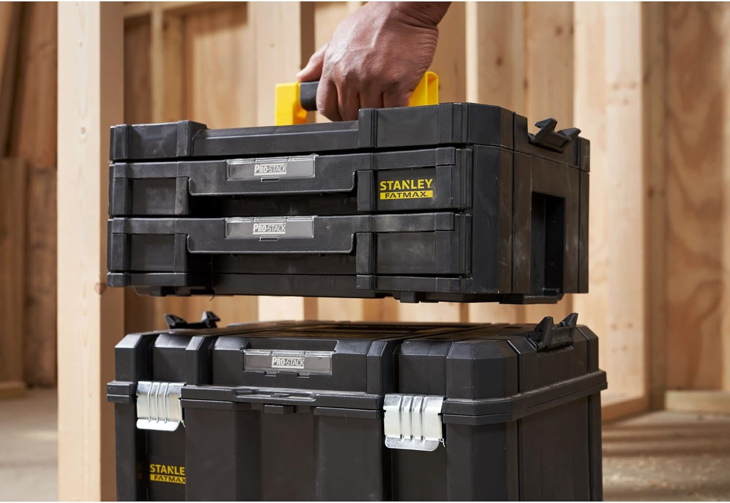 STANLEY FATMAX PRO-STAK IV Double Drawer, Polypropylene Body, 2 Modular Drawers, Stackable, Removable Dividers, Bi-Material Handle, Volume 8L, FMST1-71969 image number 5