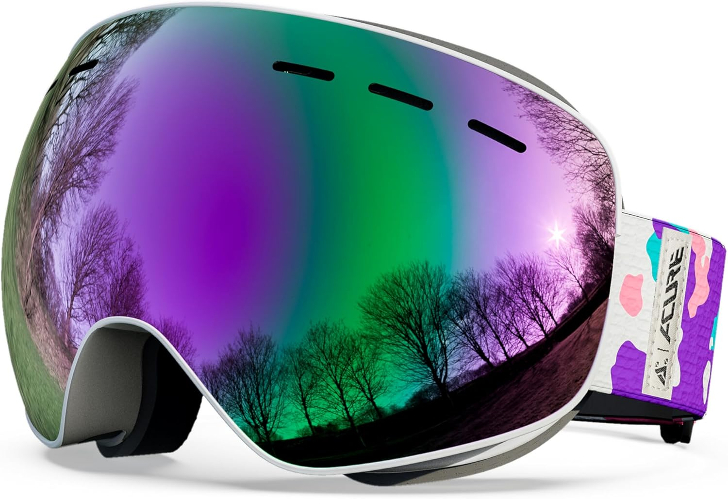 ACURE Ski Goggles, OTG Frameless Snow Snowboard Goggles of Dual Lens with anti Fog & UV400 Protection for Men, Women, Youth