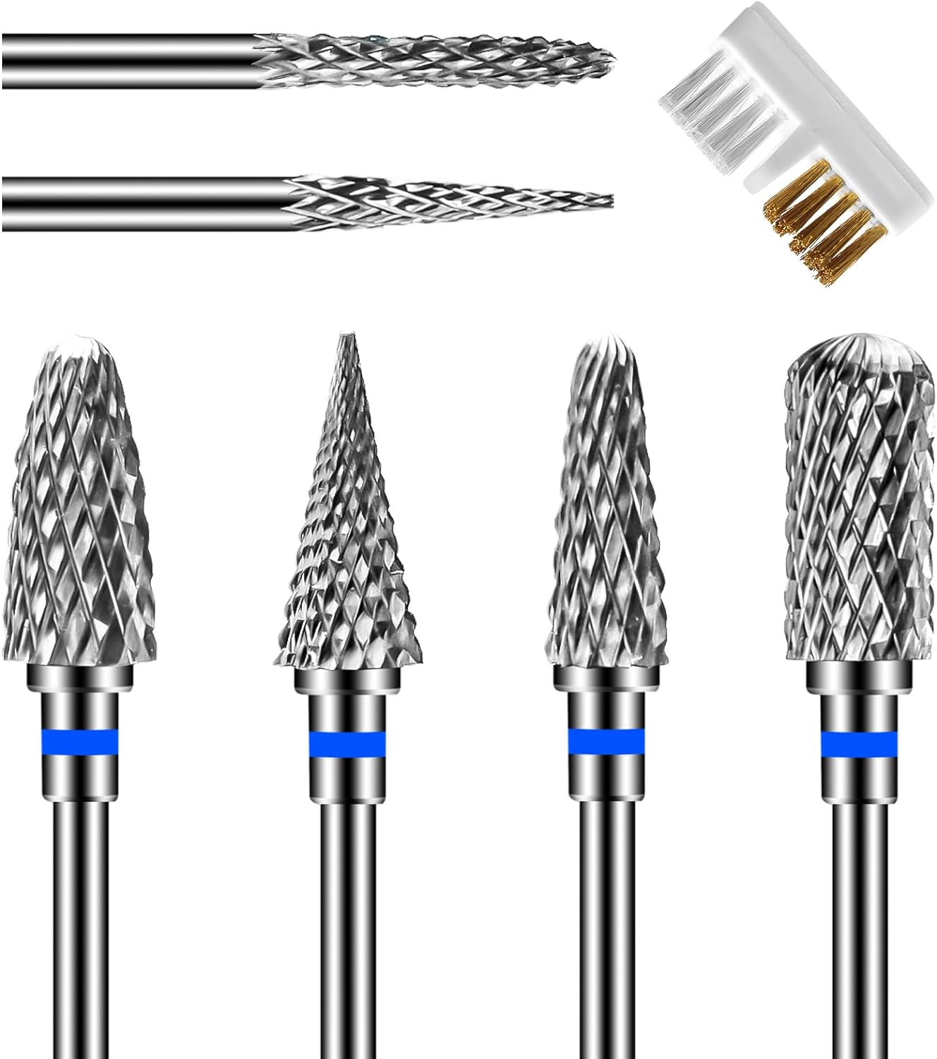 Diesisa 6 Pack Nail Drill Bits for Acrylic Nails, 3/32" Shank Drill Bits for Nails Professional Electric Cuticle Drill Bit, Cuticle Cleaner Nail Gel Polish Remover Tool for Home Salon Nail Bits-Blue image number 2