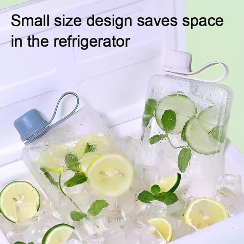 1Pc Slim Square Travel Water Bottle,Flat Drink Cup Water Bottle,Tritan Transparent Flat Water Bottle Small Water Bottle Slim Square Slim Bottle Water Flask,Flat Water Bottle Travel Flask,240Ml,Green image number 2