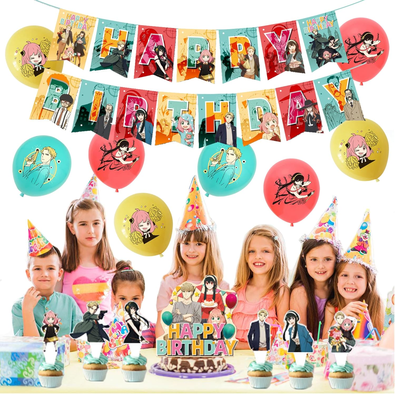 Party Supplies Spy Family Cake Topper Spy Family Birthday Decorations Spy Family Balloons Spy Family Birthday Cake Decorations Spy Family Birthday Banner Spy Family Party Decorations image number 2