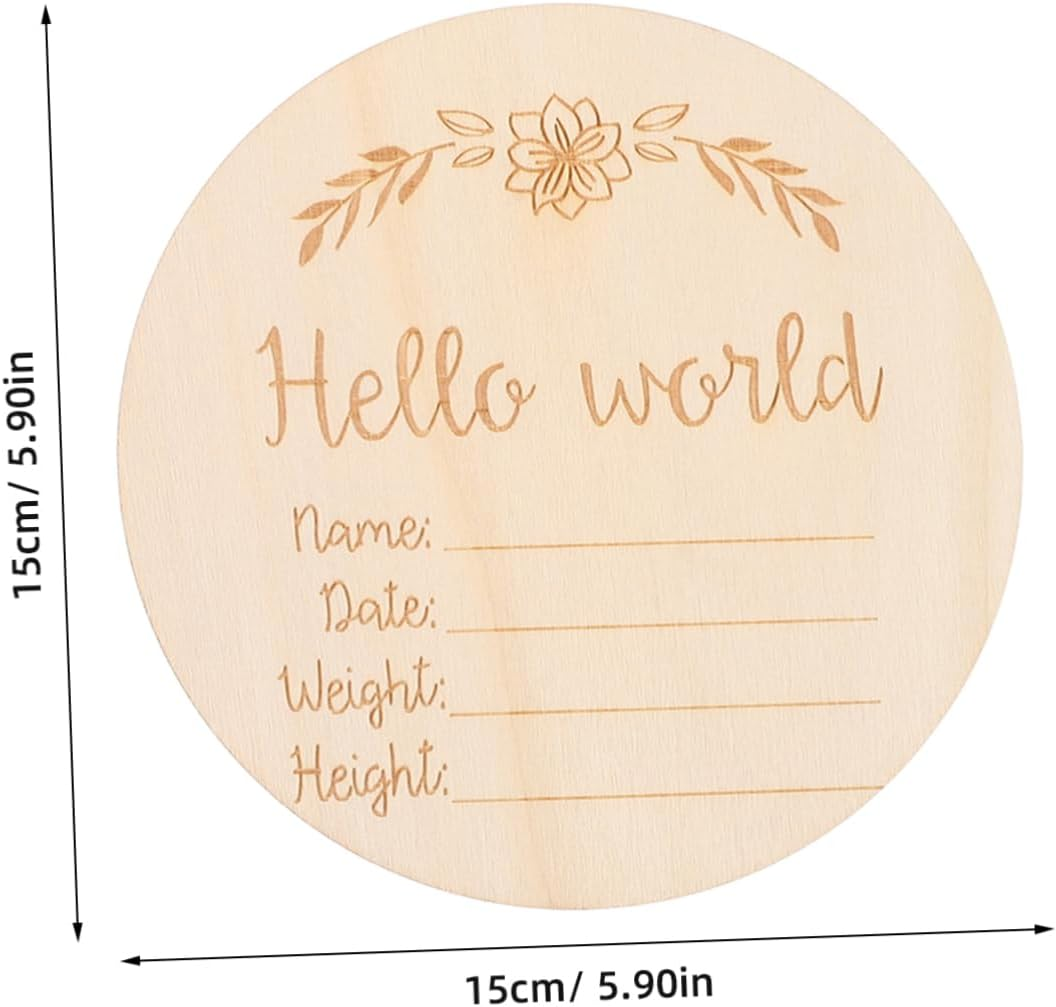 Toddmomy 12Pcs Monthly Milestone Wood Cards Photo Props Newborn Photography Keepsakes Wood Sign Birth Announcement image number 6