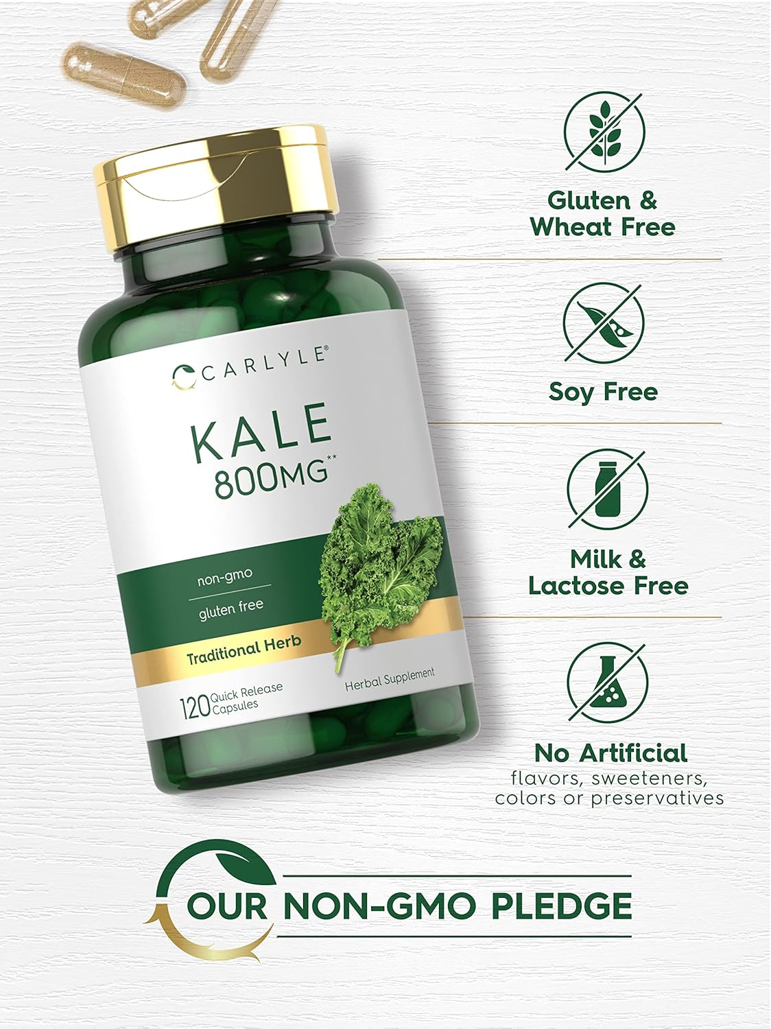 Carlyle Kale Extract 800Mg | 2 Bottles - 60 Capsules | Non-Gmo and Gluten Free image number 1
