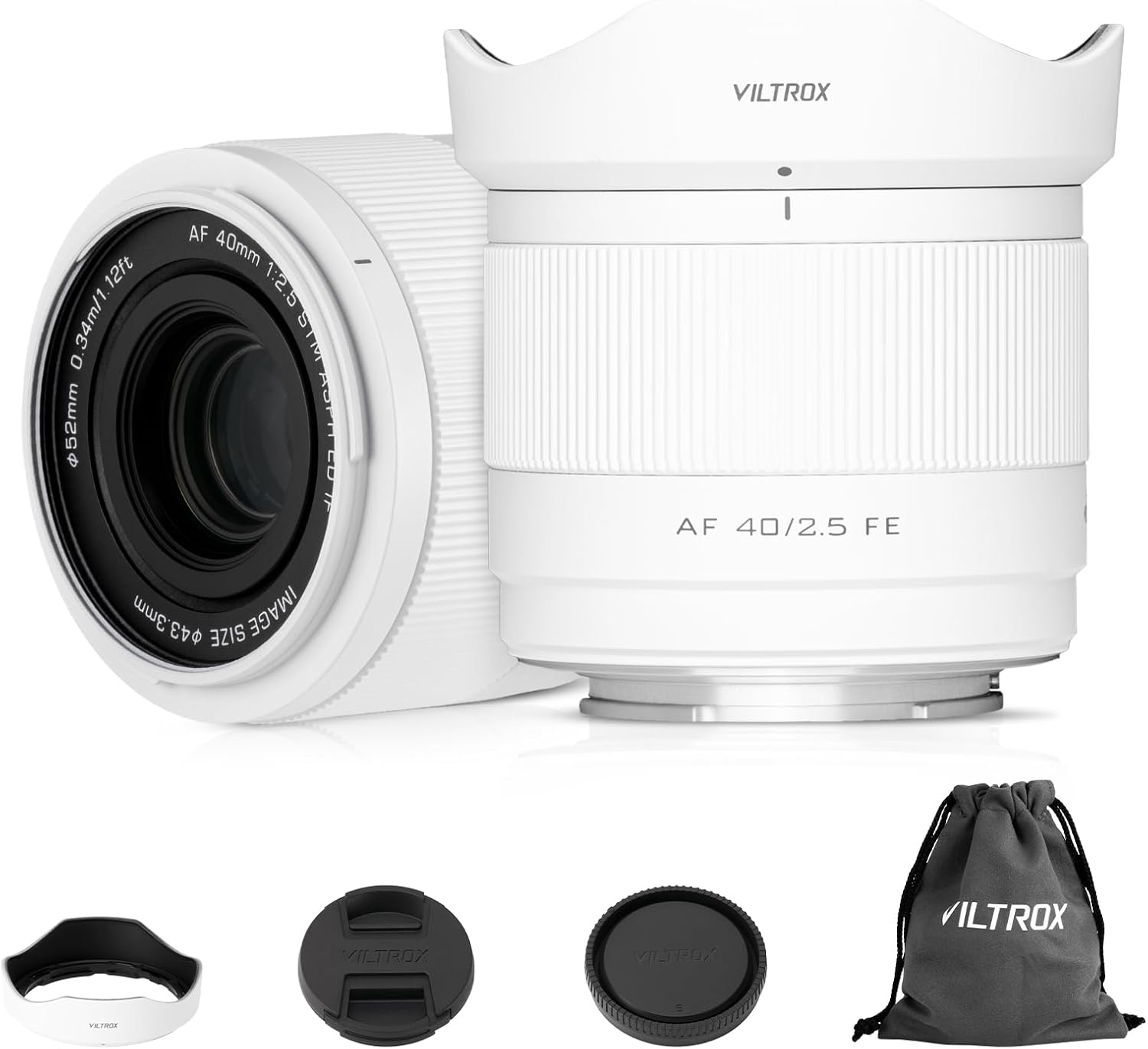 VILTROX 40 Mm F2.5 Autofocus Lenses Full Frame for Sony E Mount STM Camera Lenses Standard Camera Lenses Large Aperture Compatible with Sony A7 A7C A7Iii A7Riii A7Riv A7Rv A9 A6100 A6400 A6700 (White) image number 1