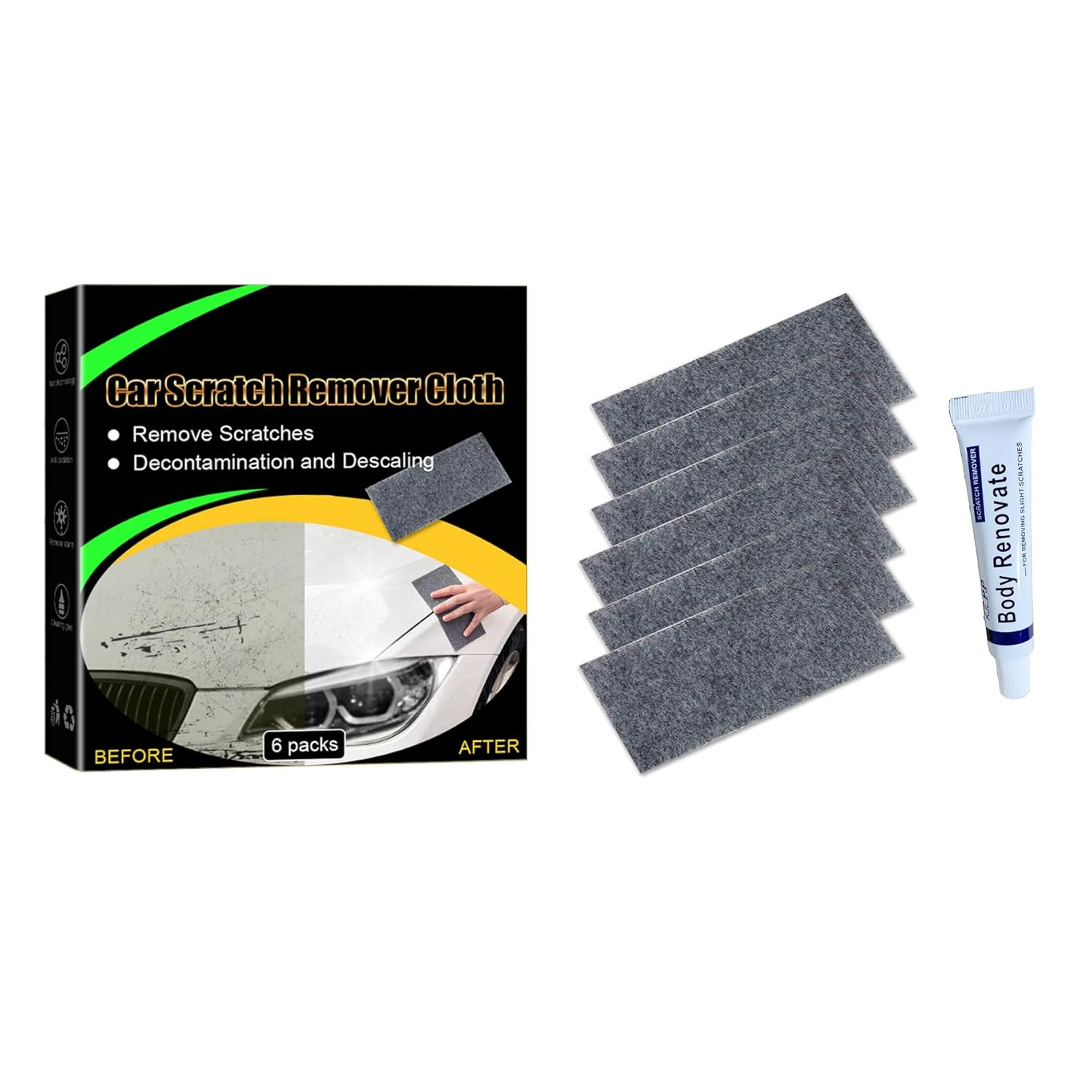 POKITA X Nano Sparkle Cloth Car Scratch Remover &ndash; 6 Packs, Nanosparkle Cloth for Light & Deep Scratches, Water Spots, Surface Repair &ndash; Safe for All Vehicle