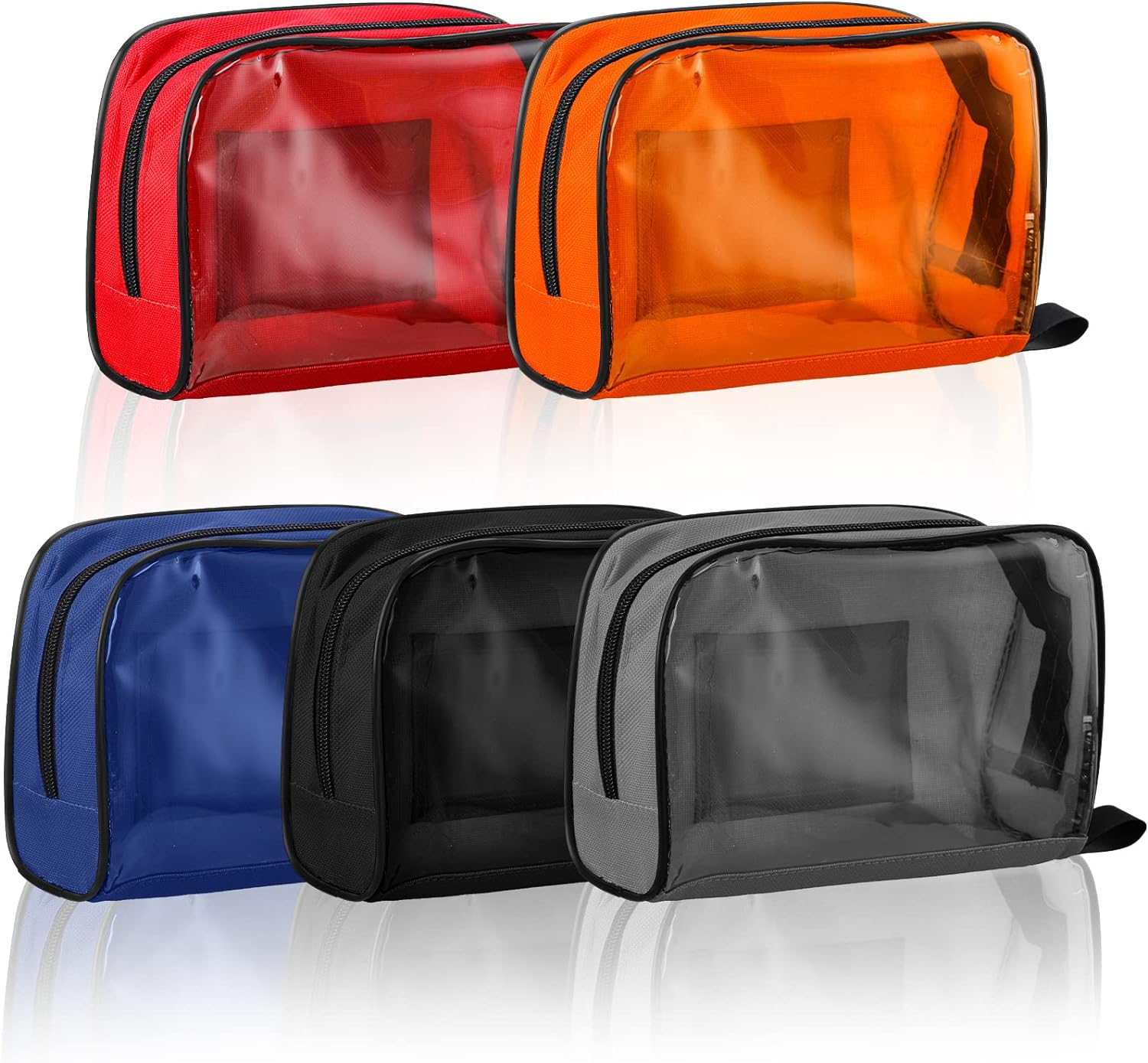 Sosation 5 Colors First Aid Kit Bag Empty Medical Kit Accessory Pouches Zippered Portable Travel Medicine Bag with Transparent Window for Home Outdoor Car Supplies, 8.7 X 3 X 5.1 Inch (5 Pcs) image number 1