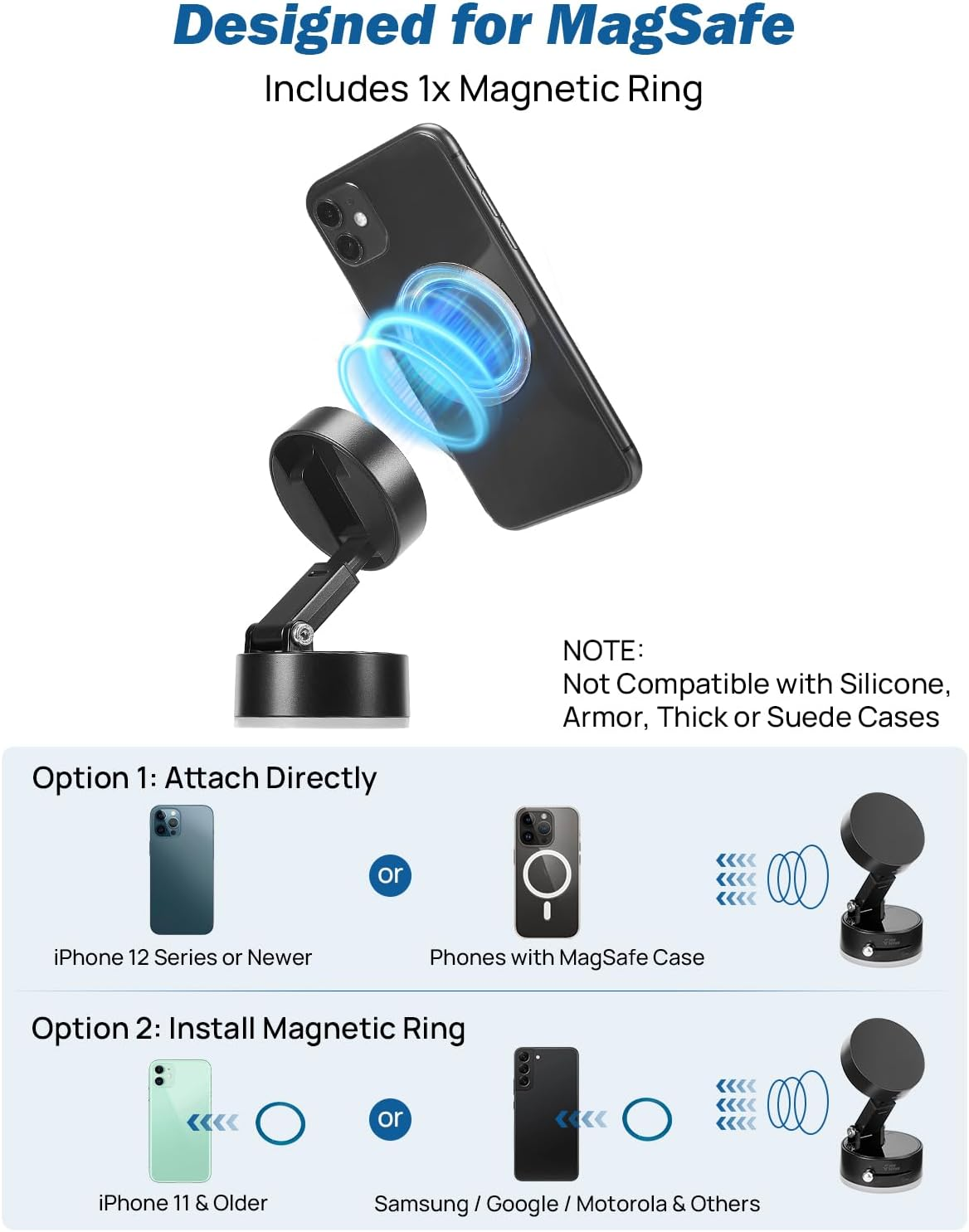 JOYTUTUS Shower Phone Holder, Reusable Suction Cup Phone Mount for Shower, Mirror, Kitchen, Window & Bathroom, Shower Phone Mount Compatible with Iphone 16, 15, 14, 13, 12 & All Phones,Black,1 Pack image number 6