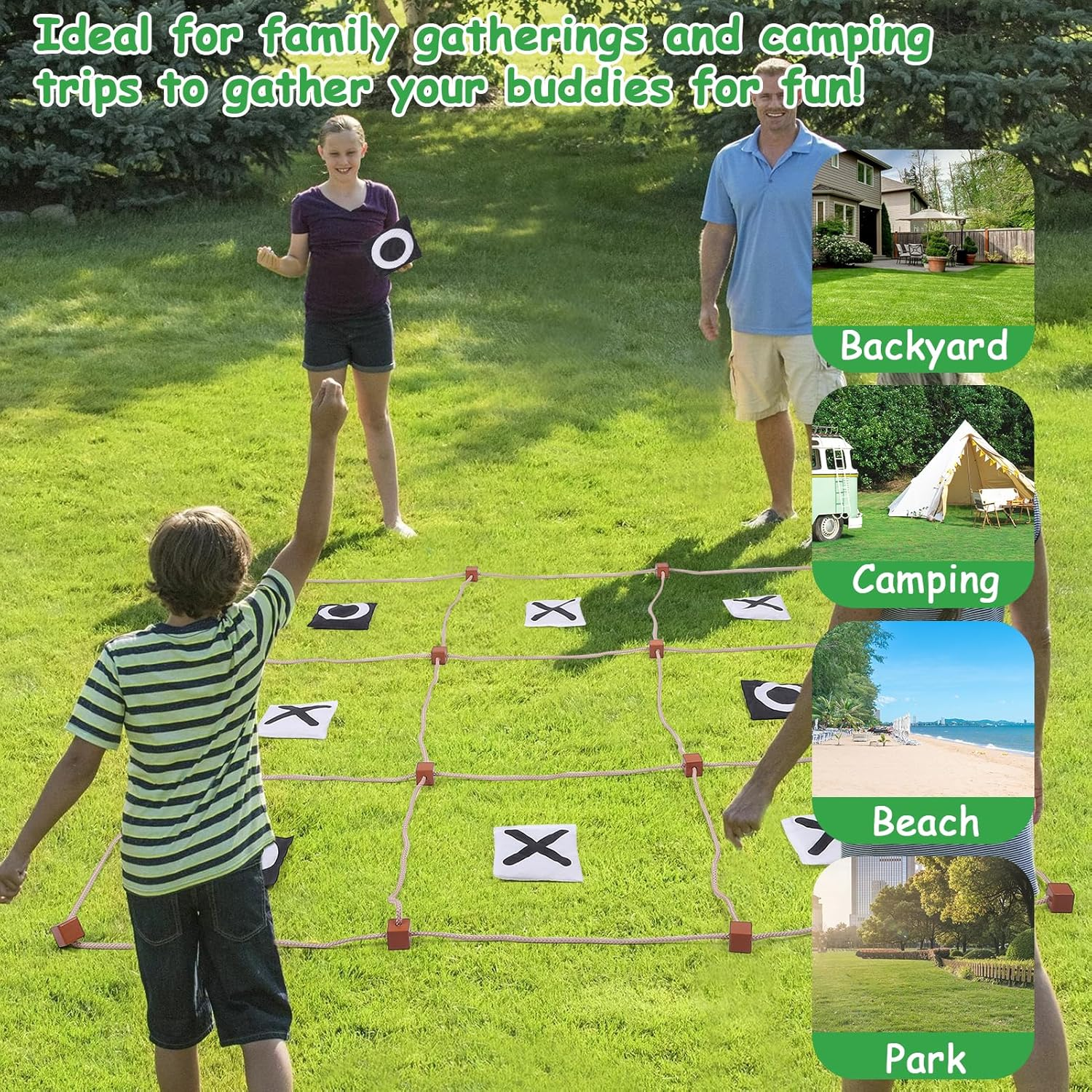 Gugxiom Giant Tic Tac Toe Outdoor Game, Large Tic Tac Toe Game, Bean Bag Toss Game, No Assembly, for Backyard, Lawn, Outdoor Camping image number 1