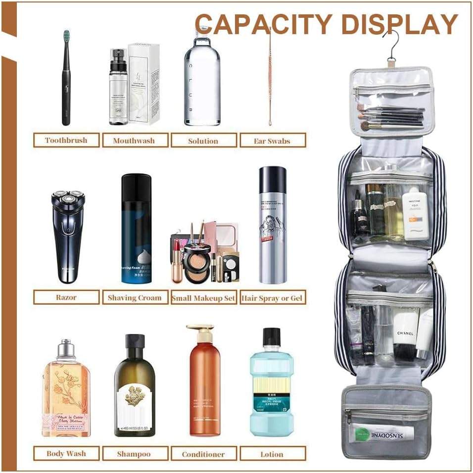 Hanging Travel Toiletry Bag,Large Capacity Cosmetic Waterproof for Accessories,Cosmetics,Travels Essentials Bathroom Shower image number 6