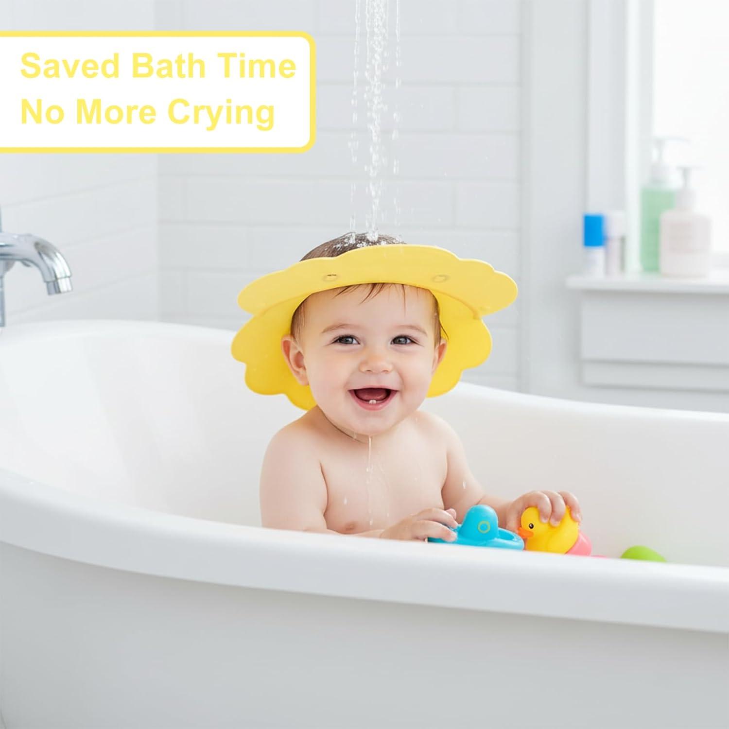 Adjustable Baby Shower Cap for Kids, Soft Bath Visor Shield with Cute Duck Design, Comfortable Head Protection - Auroly image number 4