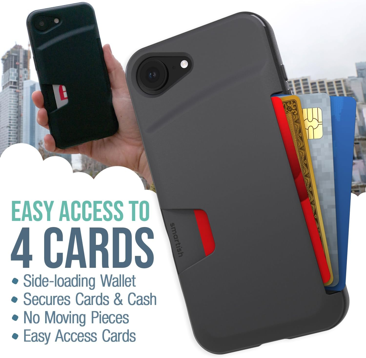 Smartish&reg; Iphone 16 Pro Wallet Case - Wallet Slayer Vol. 1 [Slim + Protective] Credit Card Holder - Drop Tested Hidden Flip Card Slot Cover Compatible with Apple Iphone 16 Pro - Black Tie Affair