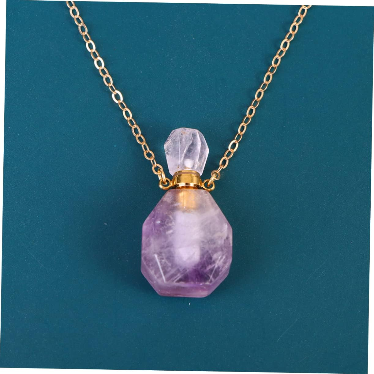 STOBAZA Crystal Pendant Decor Perfume Bottle Necklace Jewelry Perfume Bottle Hanging Necklace Pendant Aromatherapy Accessory image number 3