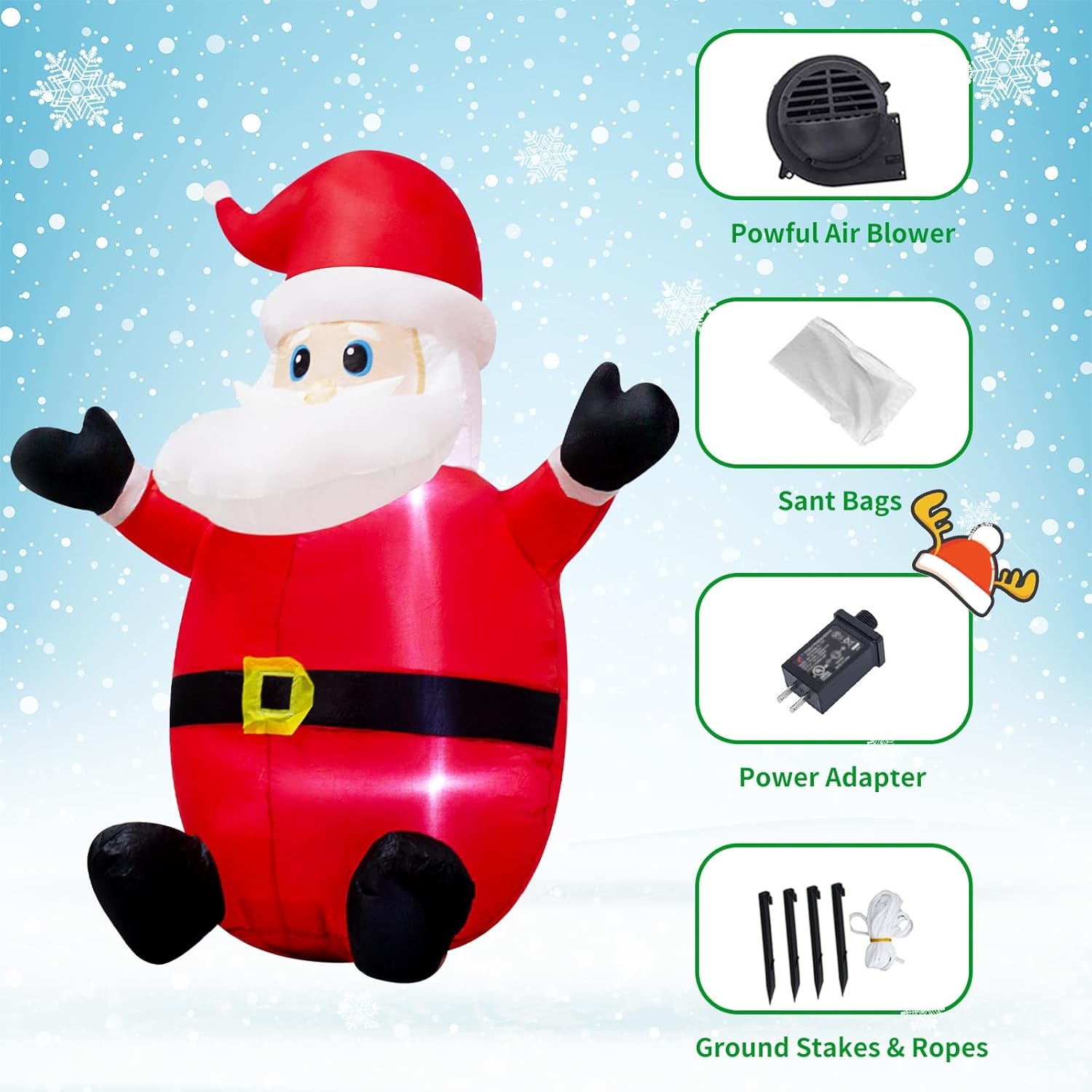 1.2M Christmas Inflatable Santa Claus Outdoor Yard Decorations，Indoor Blow up for Christmas Decorations- WM-02 image number 3