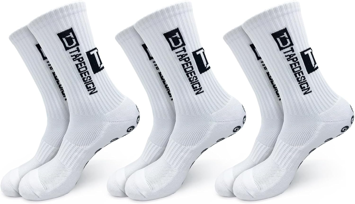 3 Pairs Anti-Slip Football Socks for Soccer Athletes, Soft & Comfortable Silicone Dot Grip Bottom Mesh Breathable Sports Socks for Matches