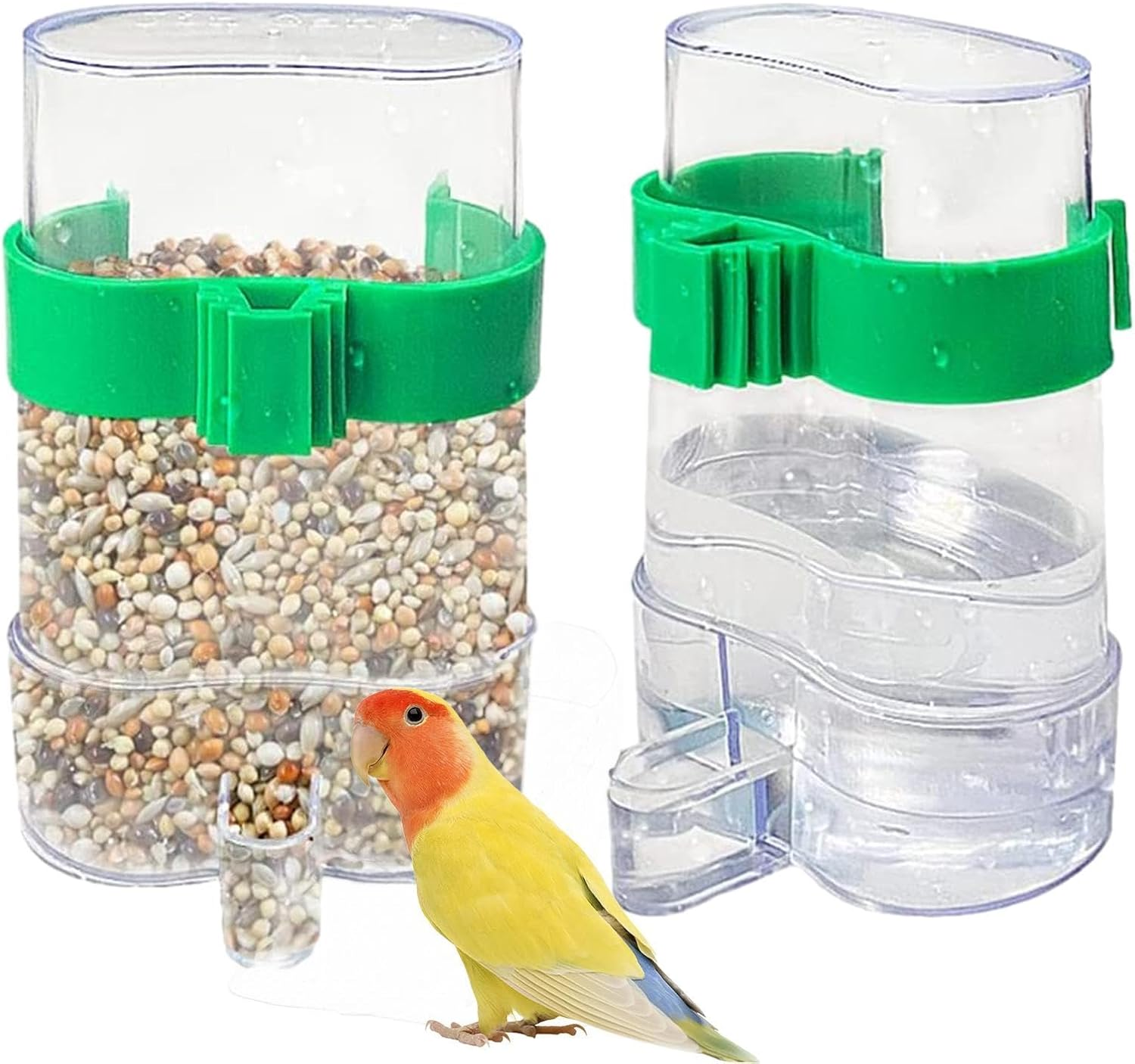 Generic No Mess Bird Feeder, Automatic Water Dispenser & Pet Bird Feeder, Set of 2, Spill Proof, Easy to Install & Clean, Suitable for Budgies, Parakeets, Cockatoos & More image number 1