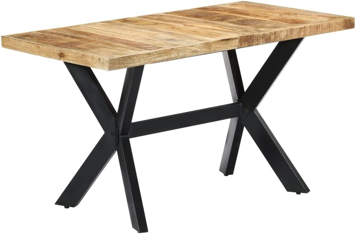 Vidaxl Solid Mango Wood Dining Table - White 160X80X75Cm - Modern Industrial Style with Powder-Coated Steel Legs - Sturdy Handmade Dining Room/Kitchen Table