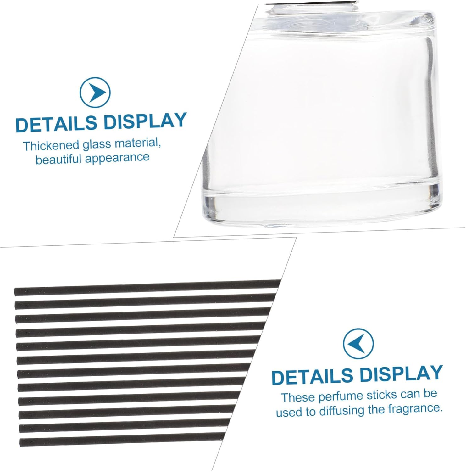STOBAZA Fragrance Diffuser Bottles 50Ml Glass Aromatherapy Bottles Square Refillable Essential Oil with 16Cm Black Reed Sticks Set for Home Scenting and Relaxation image number 4