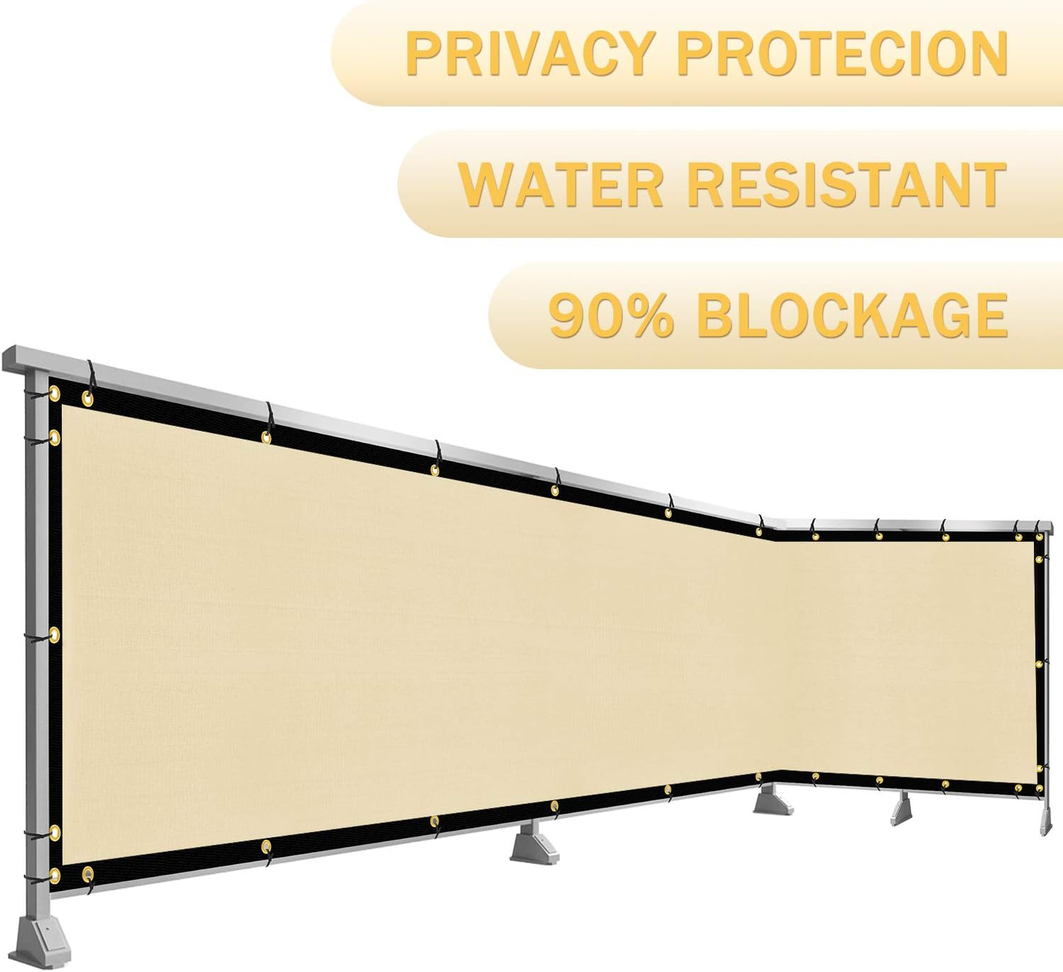 Dearhouse Balcony Privacy Screen Cover UV Protection Weather-Resistant Low Visibility Balcony Shield Cover with Cable Ties & Ropes (Beige) - Beige image number 6