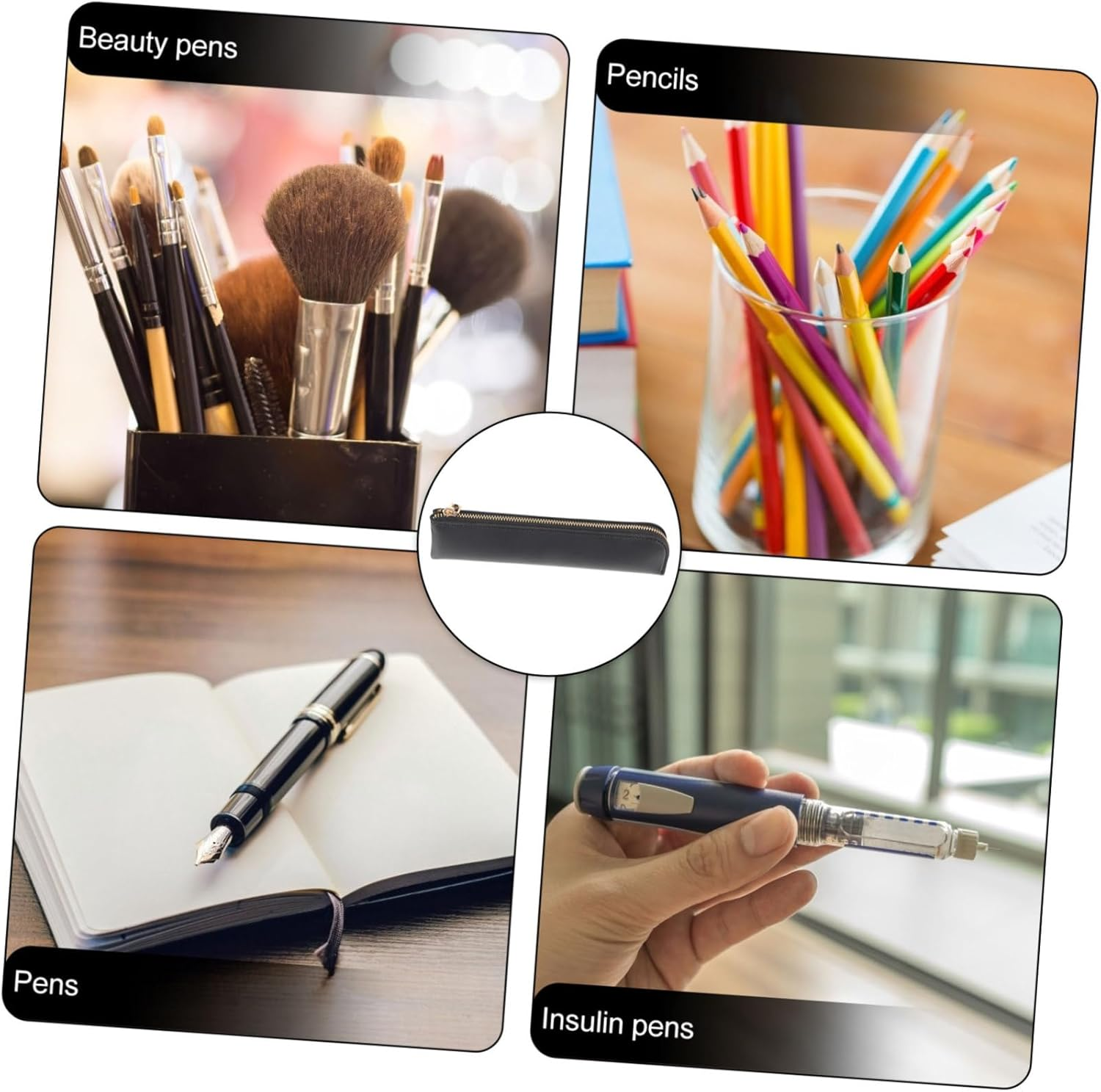 Insulated Travel Case Leather Pen Storage Bag Pen Sleeve Pen Packing Bag image number 2