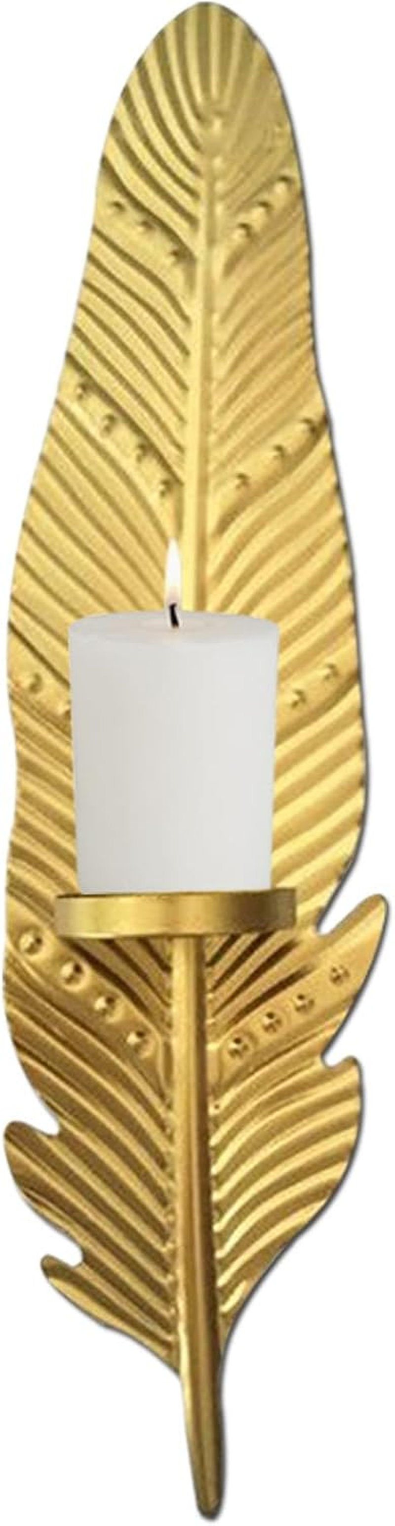 Golden Leaf Wall Sconces Candle Holders - Wrought Iron Tea Light Holder | Wrought Iron Wall Art Decorations, for Bathroom, Living Room, Dining Room, Patio, Weddings, Events (1Pcs) image number 2