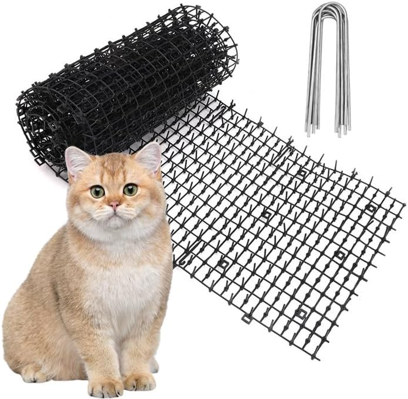 Cat Scat Mat with Spikes 200 * 28 Cm Cat Repellent Mat with Spikes Pet Deterrent Net anti Cat Mat Gardening Plastic Cat Scat Mat with 8 U-Shaped Pegs for Wild Animal Outdoor Garden Plants image number 3