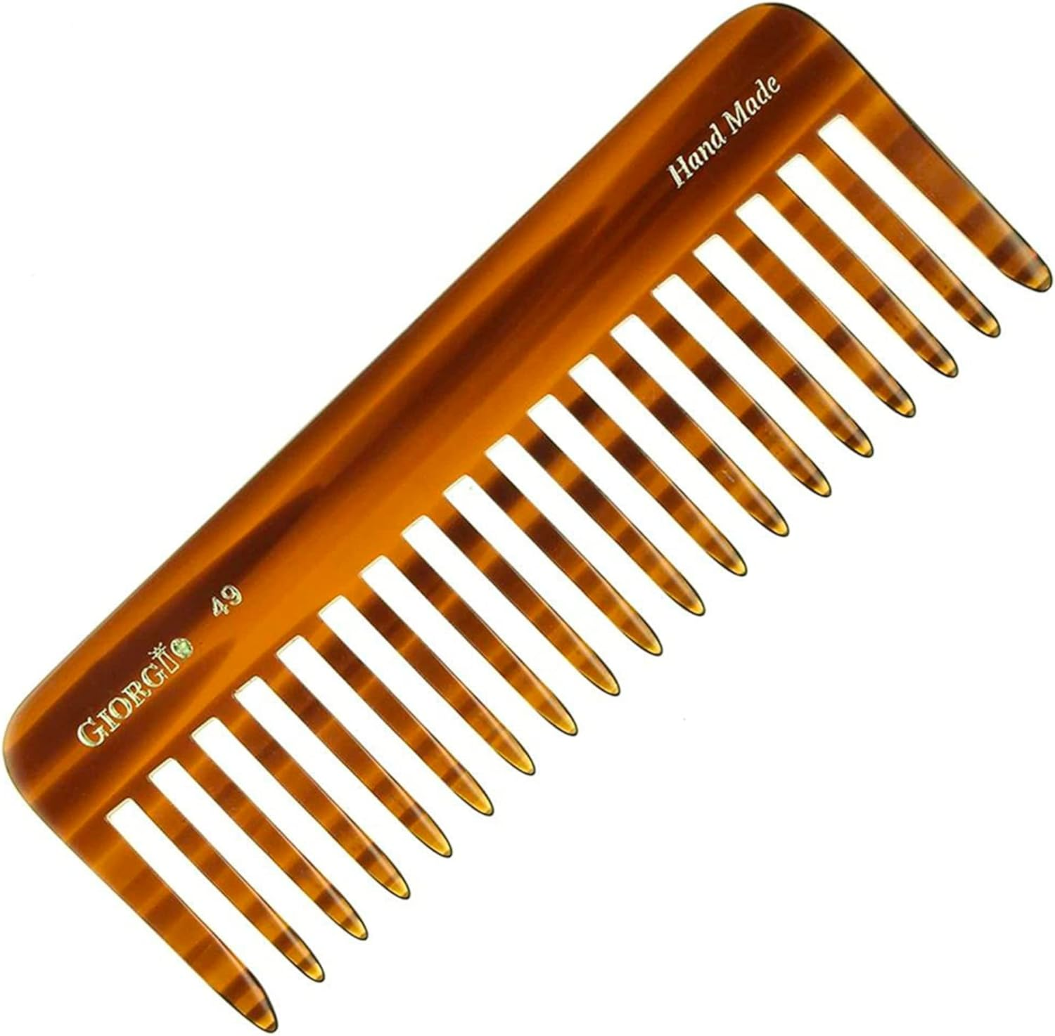 Giorgio G49 Large 5.75 Inch Detangling Comb, Wide Teeth for Thick Curly Wavy Hair. Long Hair Detangler Comb for Wet and Dry. Handmade of Quality Cellulose, Saw-Cut, Hand Polished, Tortoise Shell image number 6