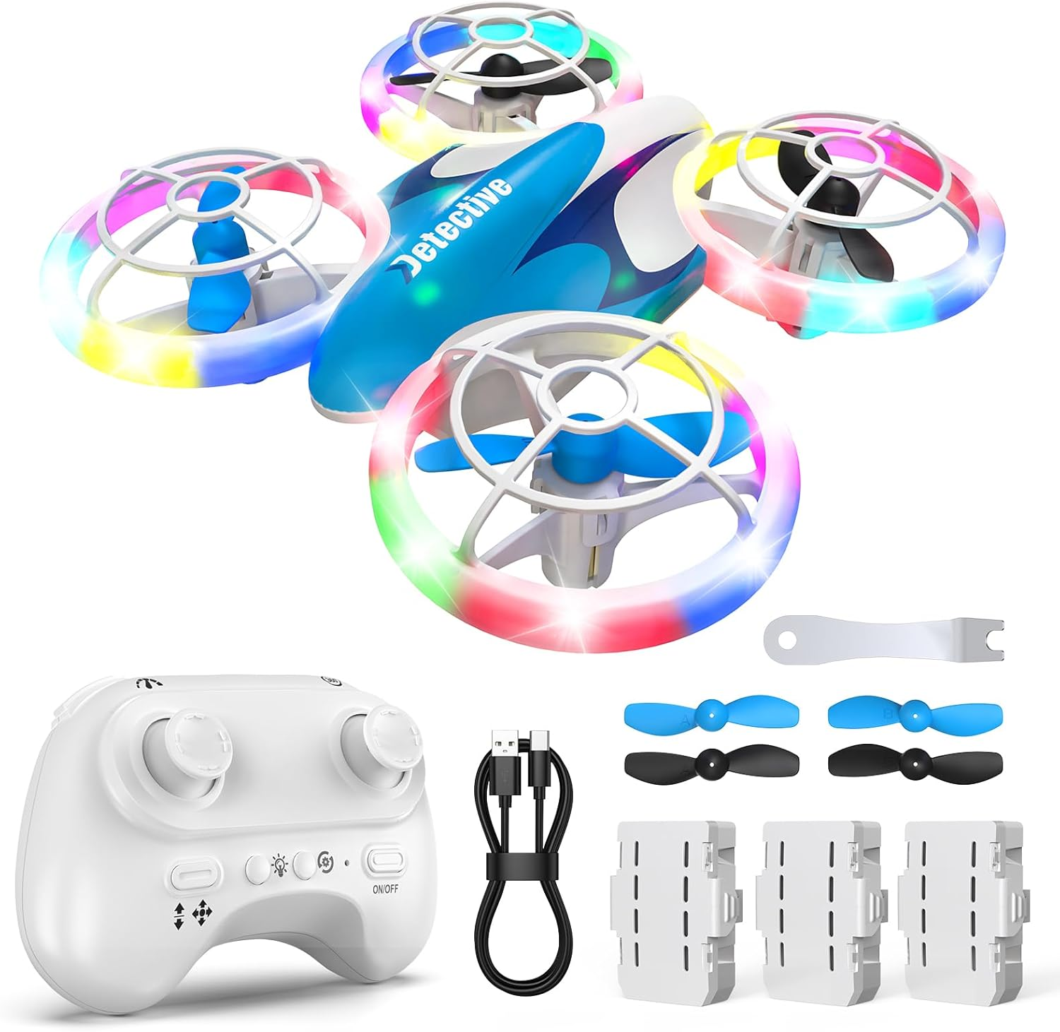 Drones for Kids, Mini Drone Beginners Toys Gifts for 6 7 8 9 10+ Years Old Boys and Girls, 6-Color LED Light RC Plane with 3D Flips, 3 Batteries, Auto Hovering, One-Key Take off Landing, Headless Mode image number 4