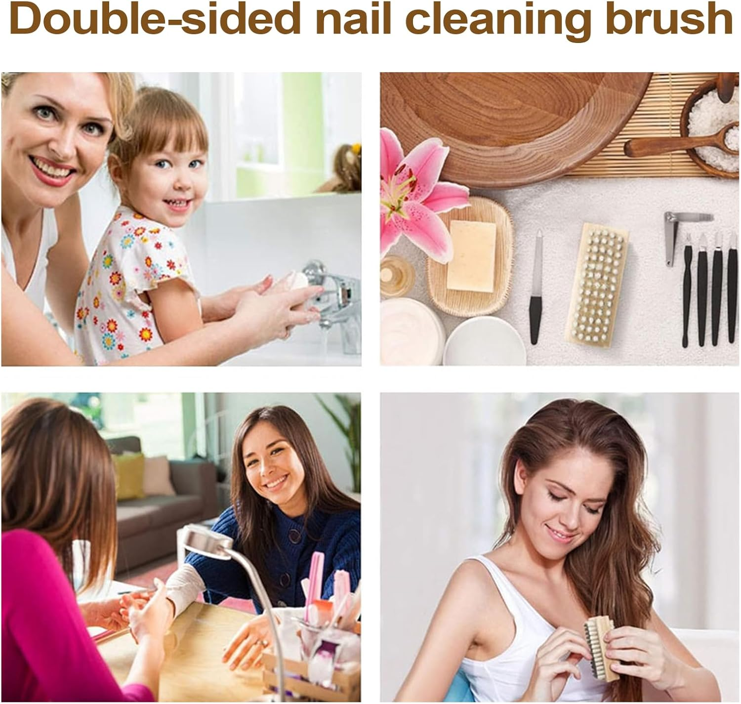 Nail Cleaning Brush - Wooden Nail Brush, 10Cm Finger Bru.Sh - Double-Sided Wooden with Non-Slip Handle for Manicure & Hygiene, Ideal for Children, Men, and Women at Home, in the Salon, or on The image number 1