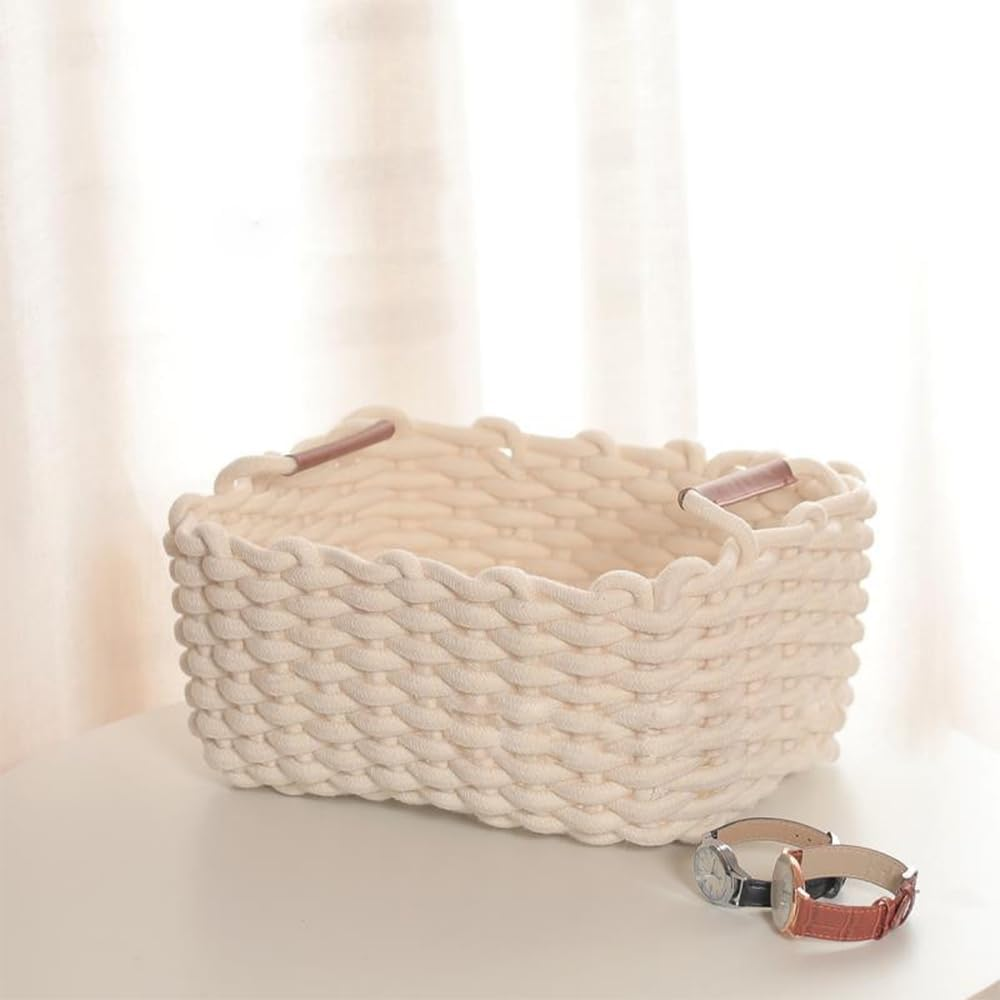 3-Pack Cotton Rope Baskets, Woven Basket for Organizing,Decorative Storage Bins, Rope Storage Shelf Basket for Shelves, Home Decor, Room, Storage, Closet, Toys image number 4