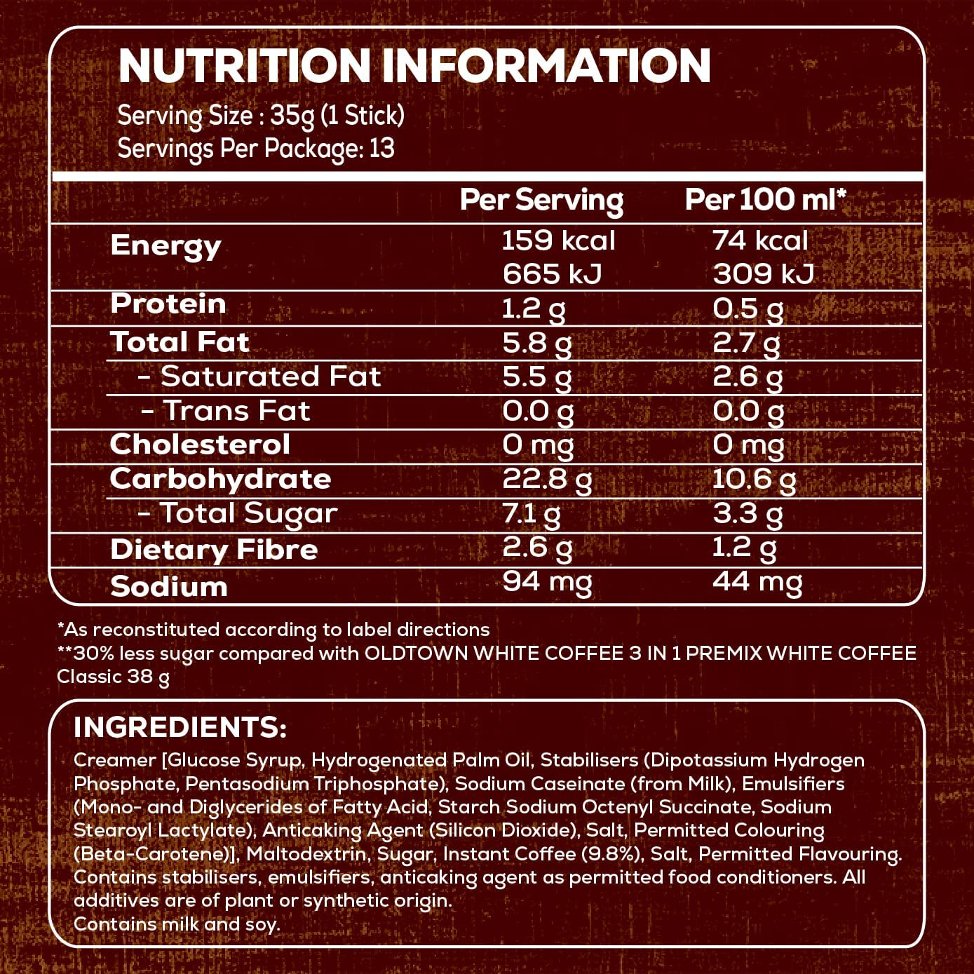 Oldtown 3 in 1 30% Less Sugar White Coffee, 525 G image number 3