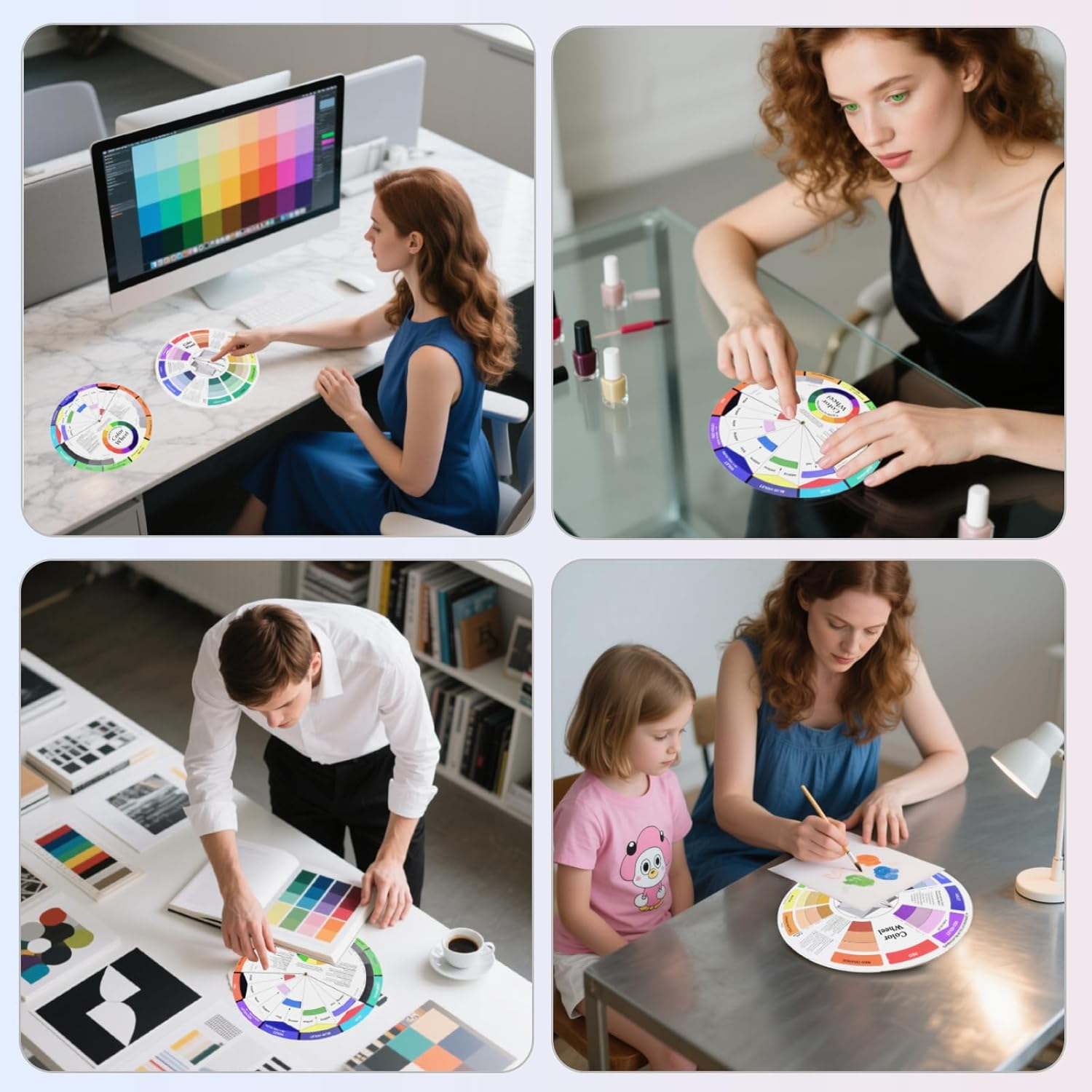 Creative Color Wheel 23.5Cm Rotatable Color Wheel Watercolor Color Mixing Guide Wheel Paint Mixing Learning Guide Art Class Teaching Tool for Makeup Painting Suitable for School Office