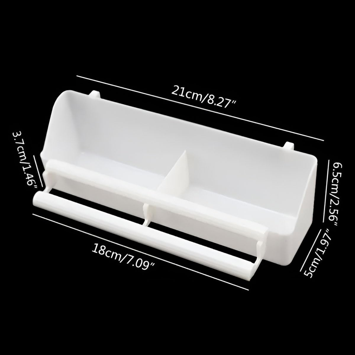 AIMALL Dual-Compartment Bird Feeder with Perch for Budgie Pigeon Peony Xuan Feng Cockatiel Parakeet 8.27X2.56X1.97In Plastic Cage Hanging Food and Water Trough Box image number 6