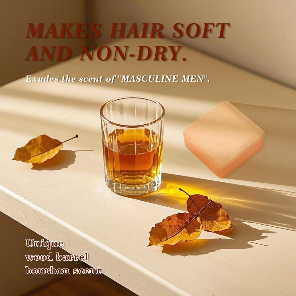 Shampoo Bar for Men - Experience a Distinctive Masculine Aroma, Quick Lather & Easy Rinse, Wood Barrel Bourbon Scent Natural Men Shampoo Soap Bar, Ldeal for Travel - 3.2Oz image number 1