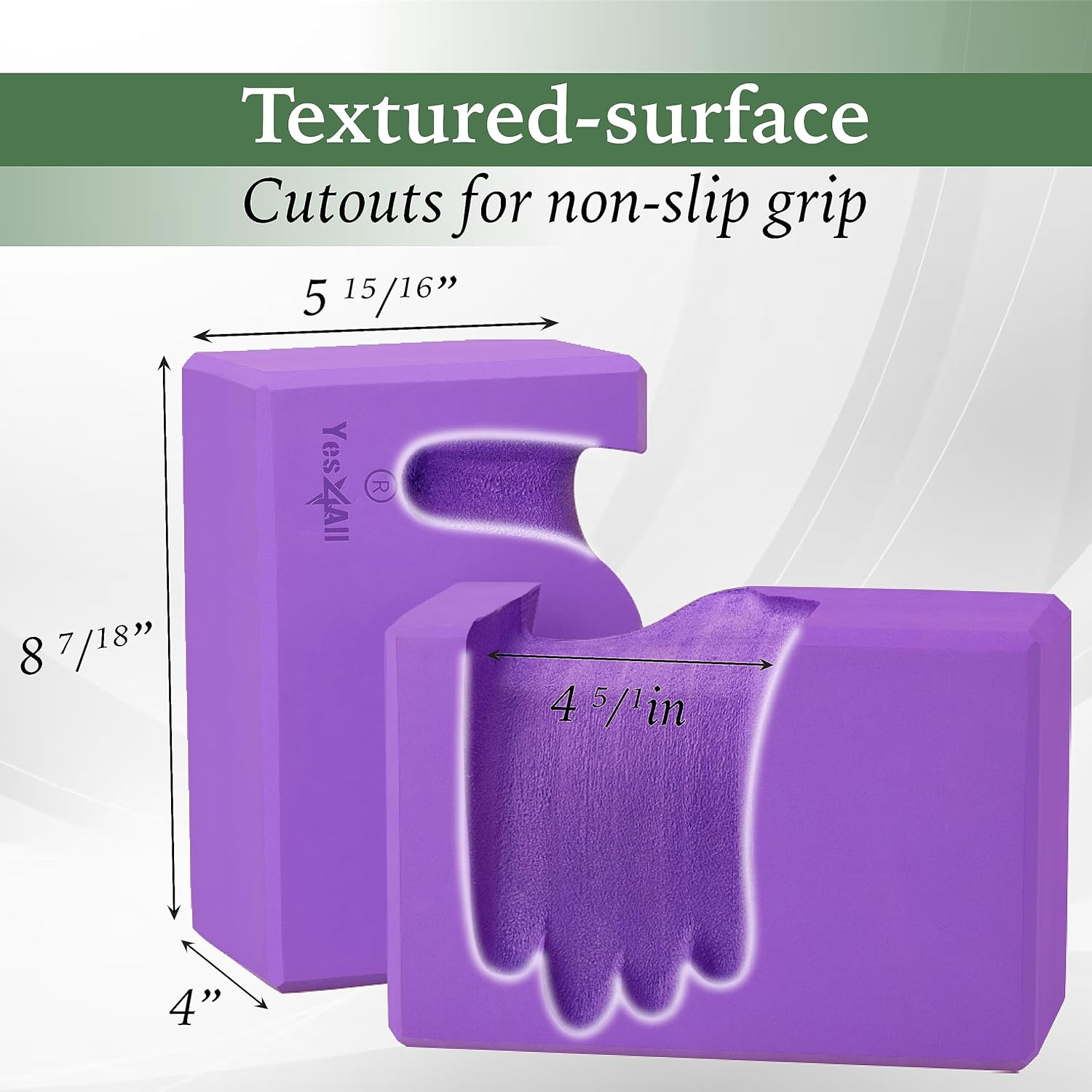 Yes4All Yoga Blocks 2 Pack Wrist Support, Comfort, and Grip Strength, EVA Foam Blocks Pilates Yoga Brick Yoga Accessories image number 1