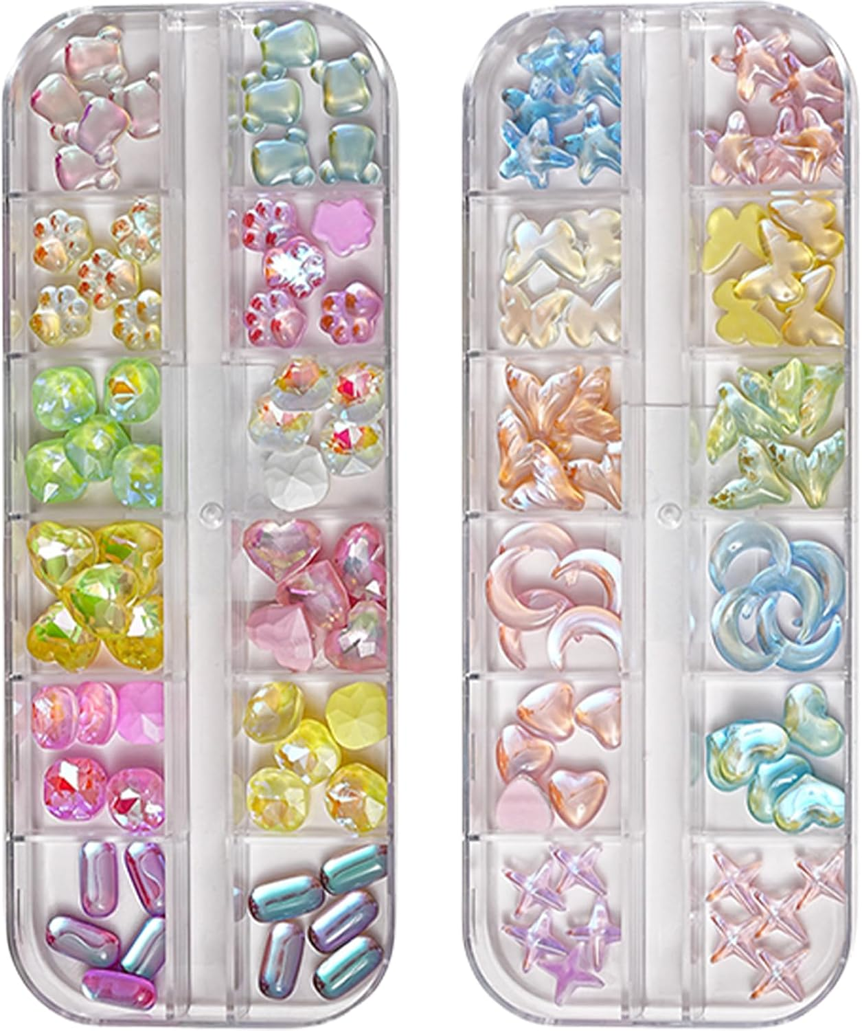 Dohocall 2 Boxes Mixed Shape Nail Rhinestone Nail Crystal Charms Nail Charms Butterfly Star Nail Art Charms Nail Art Decoration image number 6