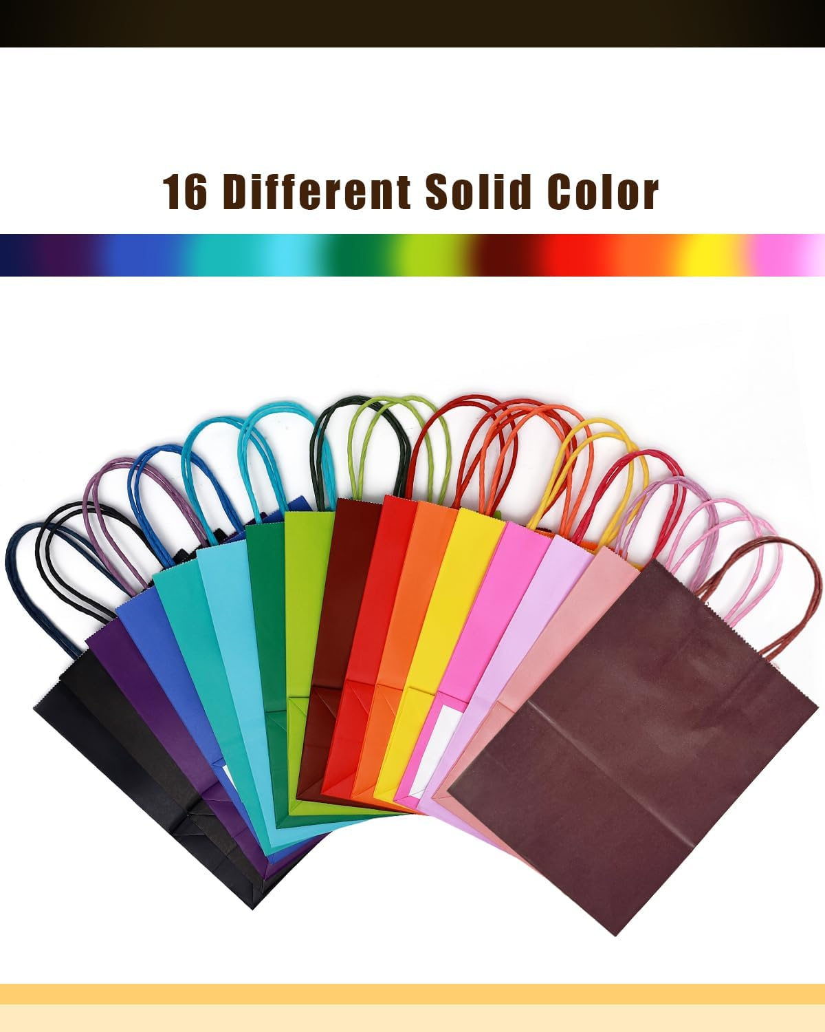 Qiqee 32-Packs Paper Bags with Handles Bulk 33X25X13Cm Large Gift Bags 16 Different Senior Color Bags Multiple Uses（13X10X5Inch,Large Size） image number 1