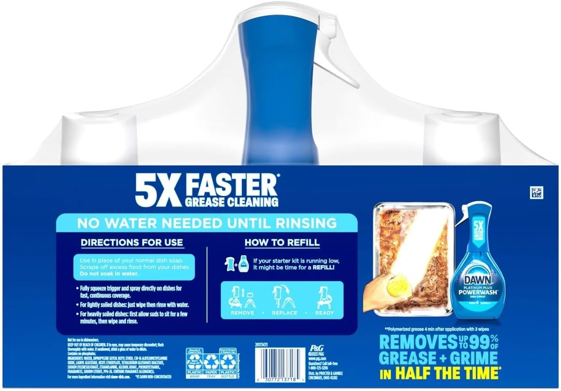 Dawn Platinum Powerwash, Fresh Scent, 1 Starter Kit + 2 Refills (21.5Oz Each - 3 Piece Set) image number 1