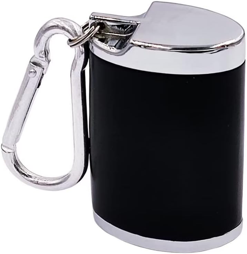 Hourwof Metal Portable Ashtray with Lid,Outdoor Pocket Ashtray for Cigarettes,Travel Ash Trays with Keychain,Oval Silver