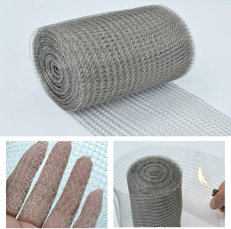 5" X 9.84Ft Stainless Steel Wire Mesh Roll - Double Layer Flexible Metal Mesh for Rodent Control, Hole Fill Fabric Gap Blocker, DIY & Garden Protection (Silver)