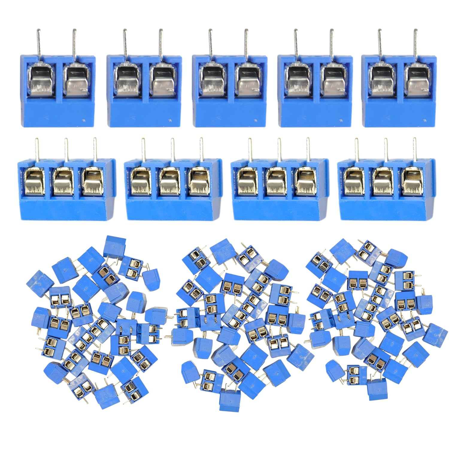 Lonely Binary Pack of 100 Breadboard-Friendly Screw Terminals - 5Mm Pitch, 2-Pin (80) & 3-Pin (20) PCB Mount for Arduino, Raspberry Pi Pico, ESP32 Projects image number 1