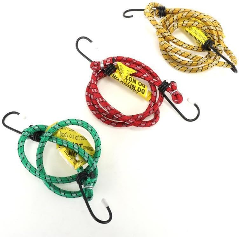 Leona Co 6Pcs Bungee Cord with Hooks, 60Cm 90Cm 120Cm Length, Outdoor Muti_Function Shock Cord Straps Strong Rope for Outdoor Tent, Luggage Rack, Camping, Cargo, Bike