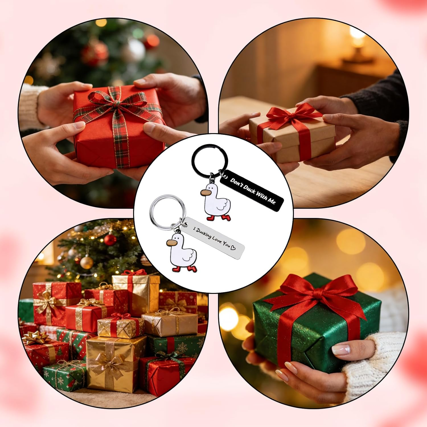 Penitue 2Pcs I Ducking Love You Keychain, Cute Metal Duck Keychain for Couples Boyfriend Girlfriend Christmas Birthday Anniversary image number 4