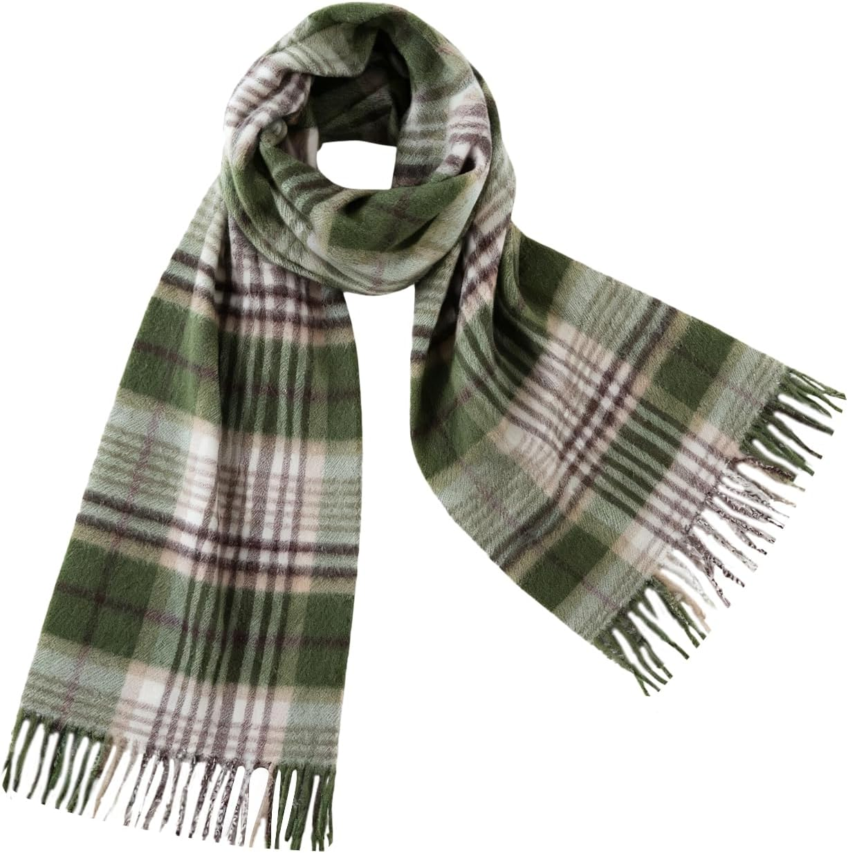 WAMSOFT Wool Winter Scarf Plaid Scarf Soft Warm Tartan Checkered Striped Fashion Scarf Classic for Women Men Scarves - Black/Gray image number 4